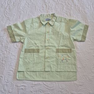 Jacadi boys 4 years light green short sleeve button up shirt 1st pic accurate